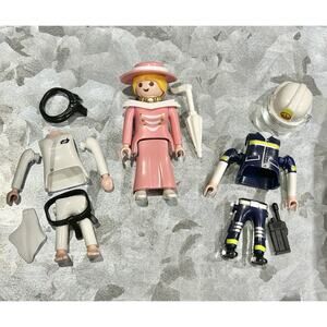 Playmobil 9855 3 in 1 Woman w/ 3 Outfits Karate, Firefighter, Dress -‎ COMPLETE!